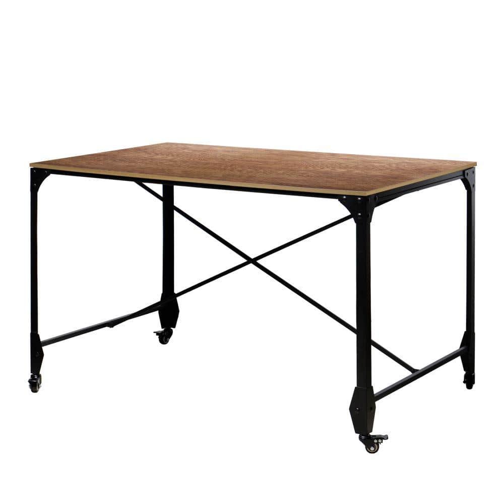49 in. Rectangular Brown/Bronze Writing Desk
