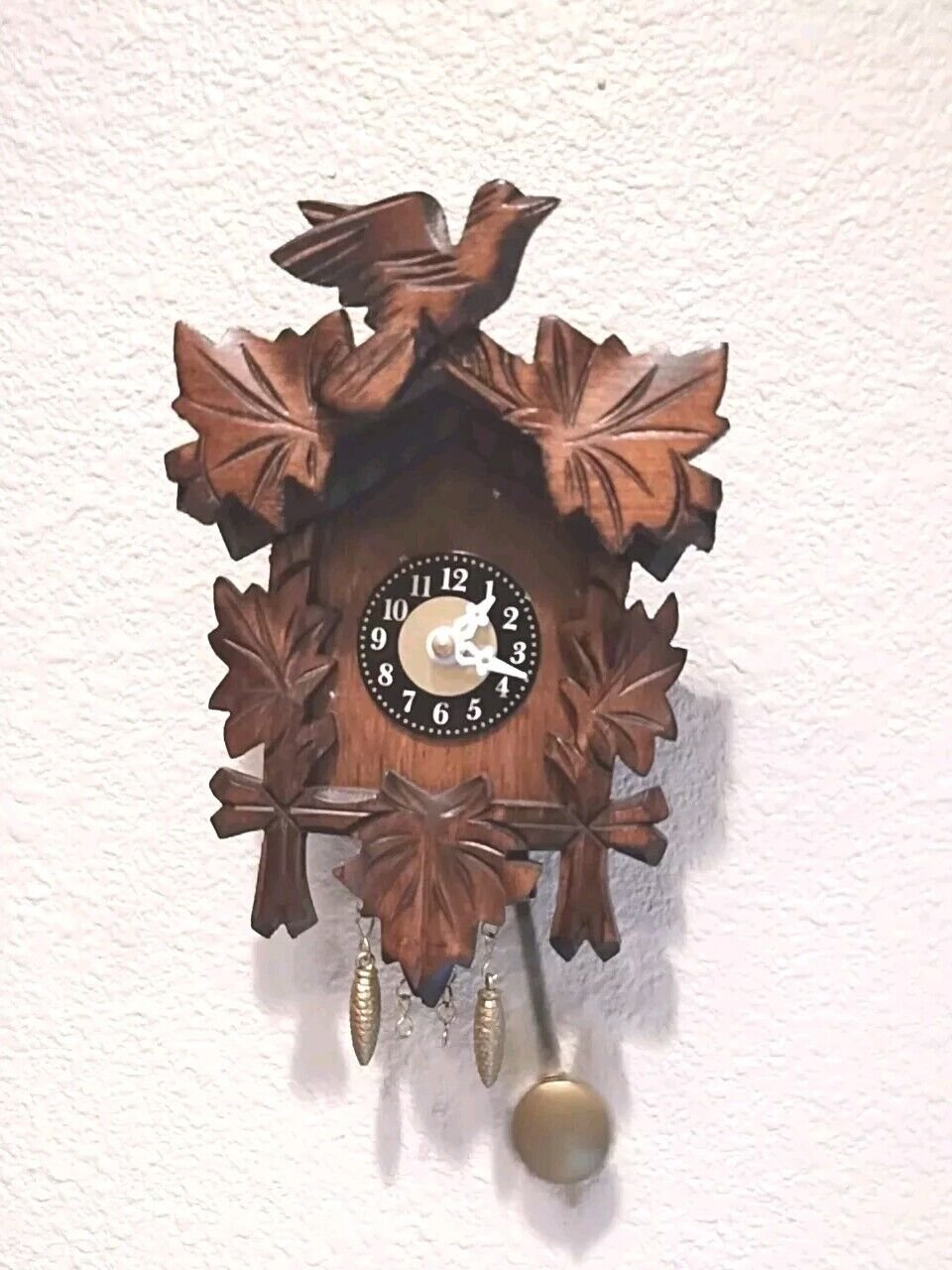6.5" Germany Wall Clock Swinging Pendulum Battery Operated Engstler Black Forest