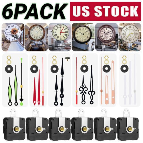 6PCS DIY Wall Quartz Clock Movement Mechanism Replacement Repair Tool Parts Kit