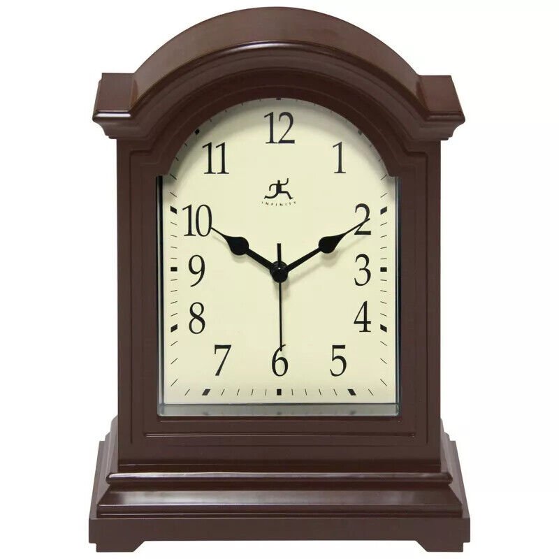 9" Tabletop Clock Antique Brown