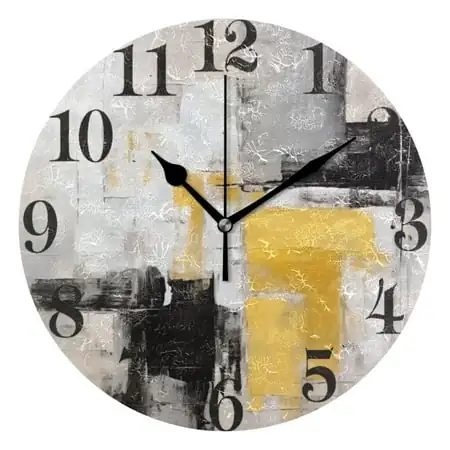 Abstract Oil Canvas Painting Wall Clock 9 . 8 inch Battery Operated Clocks Non Ticking Silent for