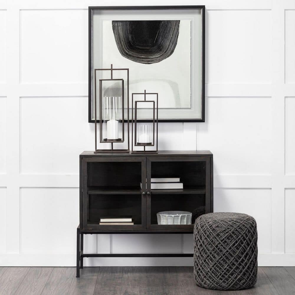 Albus II Small Black Metal Rectangular Table Candle Holder