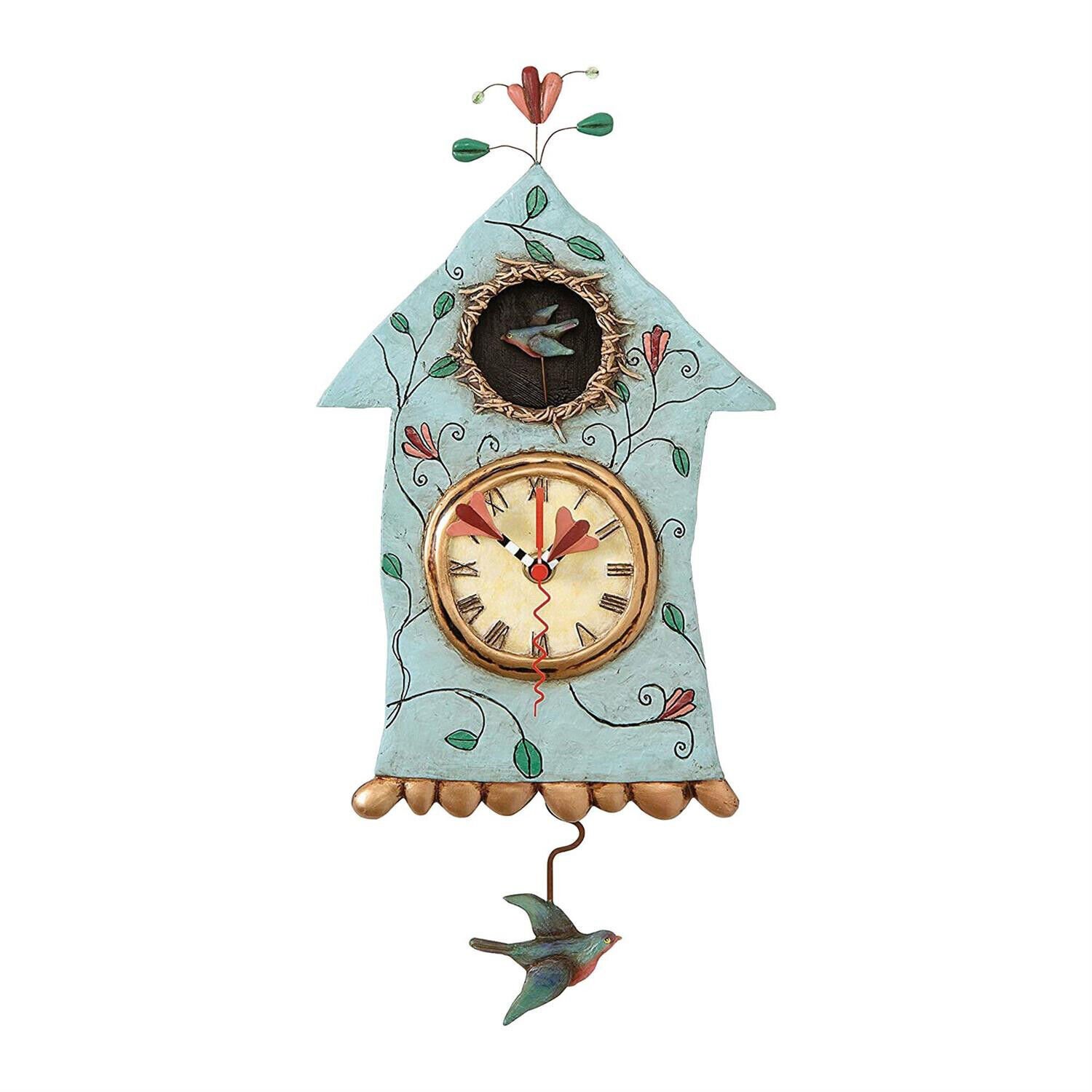 Allen Designs P8008 Birdhouse Pendulum Wall Clock 15″