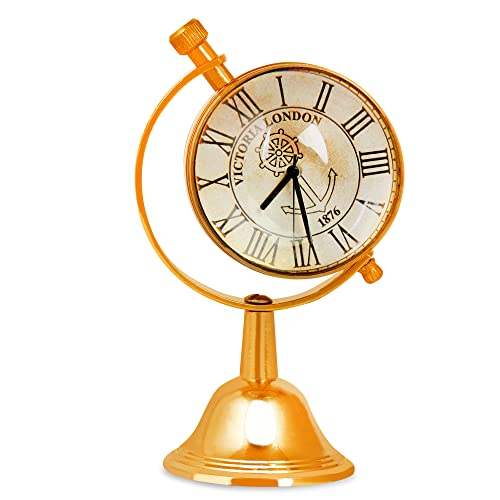Antique Clock Ship Table Desk Clock Tabletop Clock Maritime Compass Maritime Compass Base Nautical Table Clock Antique Brass Hanging Desk Clock by Vintage Villa