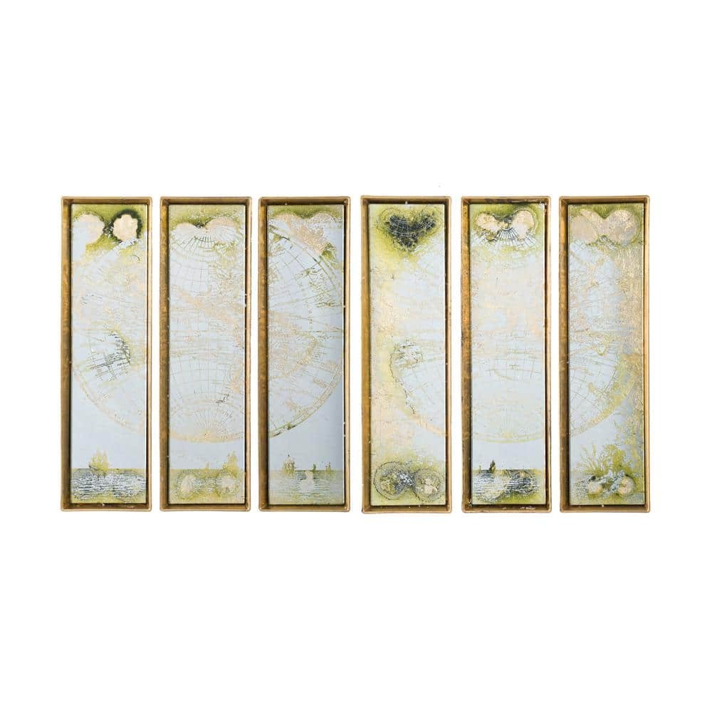 Antique Gold World Map Frame Wall Art (Set of 6)