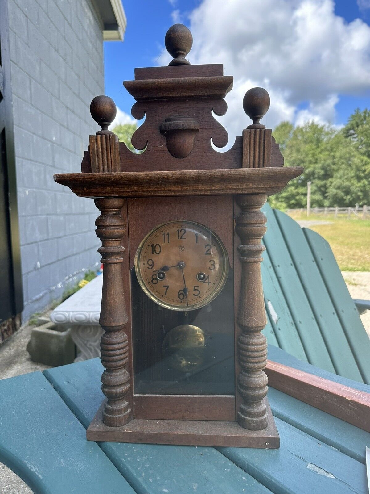 Antique junghans wood carved clock Mantle/Shelf Clock