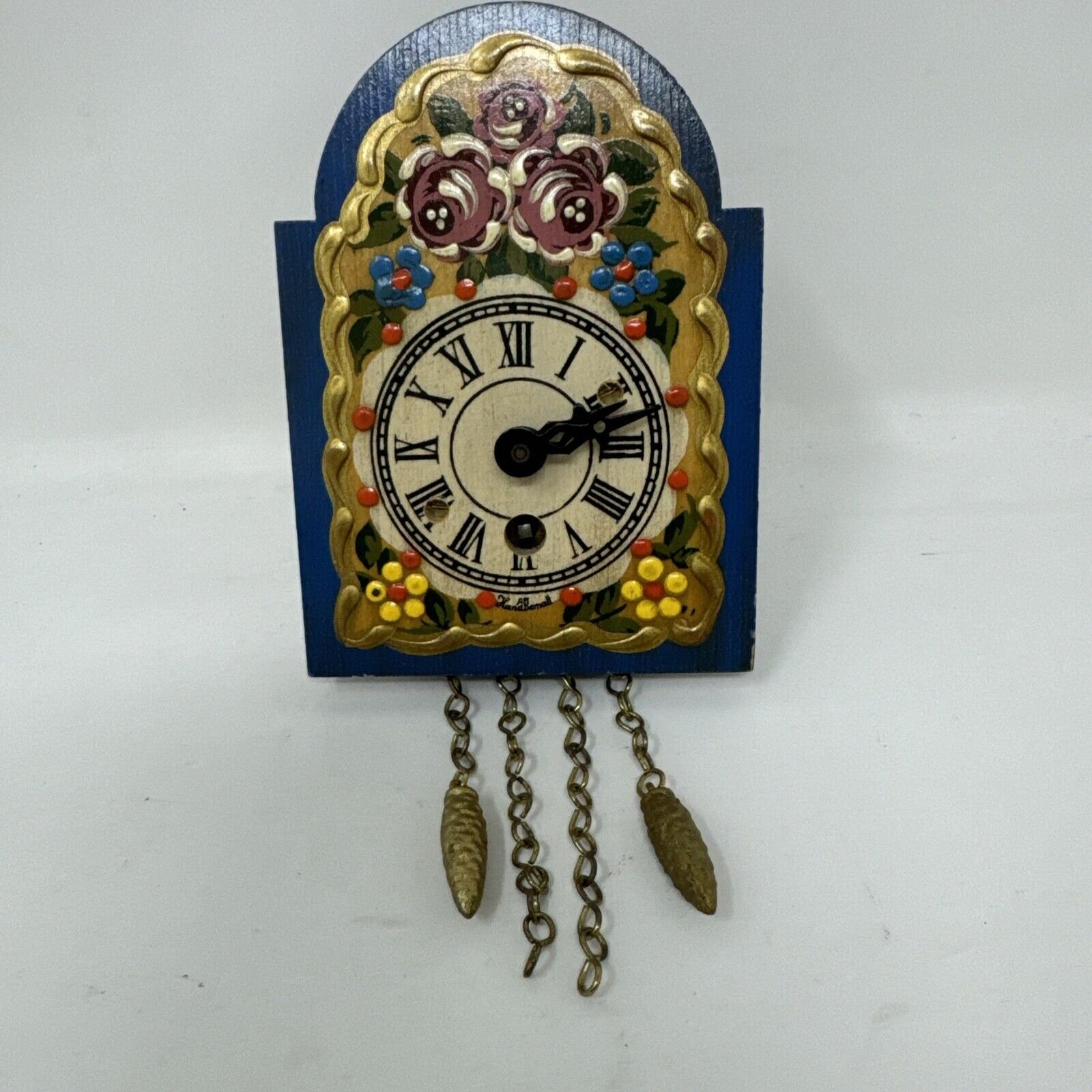 Antique Miniature Hand Painted German Clock