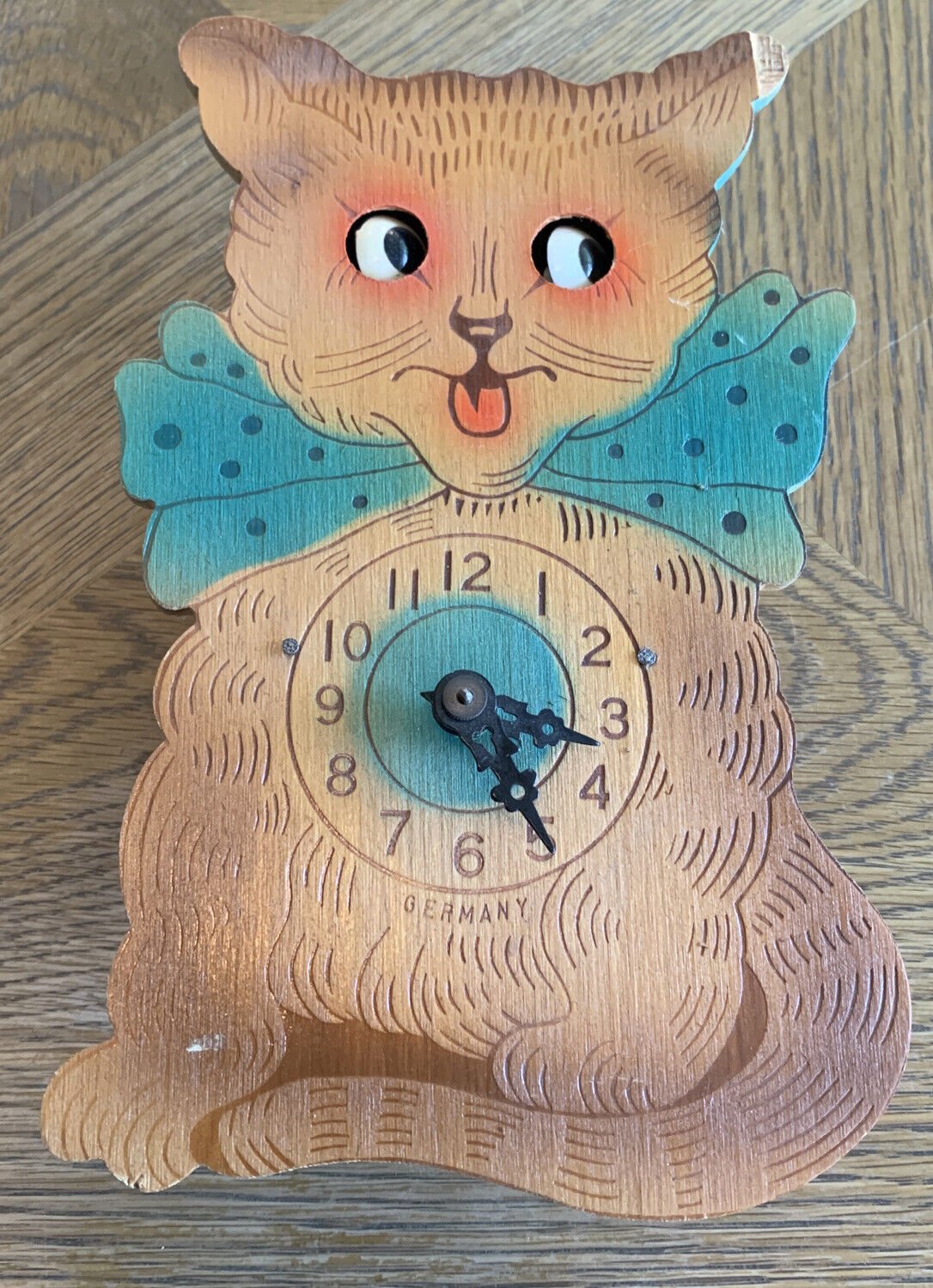 Antique Rare Helmut Kammerer German Child Cuckoo Clock Germany Cat With bow