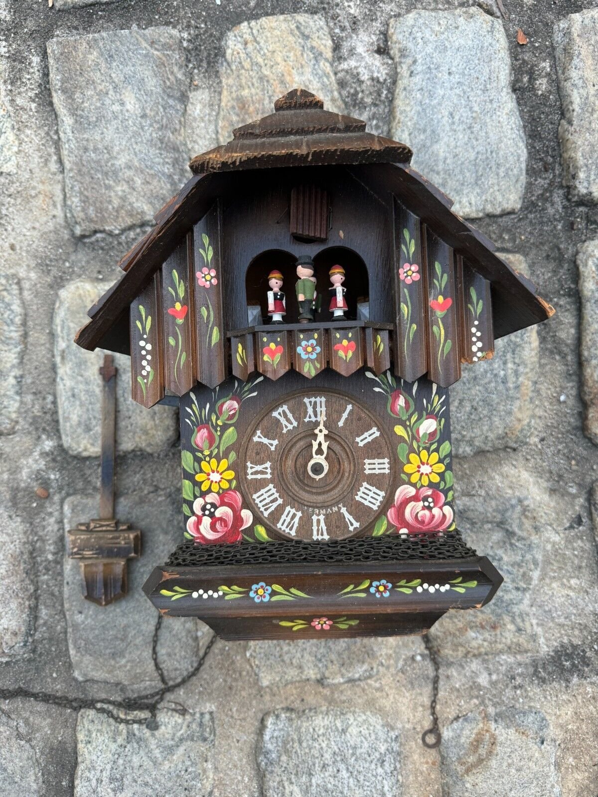 Anton Schneider Vintage Cuckoo Clock Dancers Swiss Music Mechanism