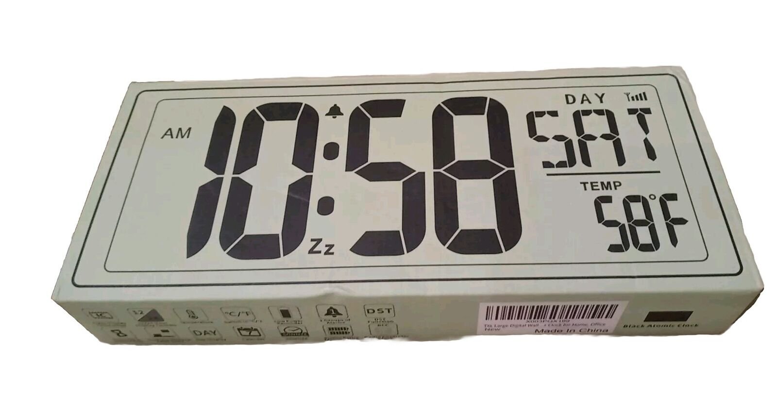 Atomic Clock with Backlight, 14.2" Large Digital Wall Clock Battery Operated, Di