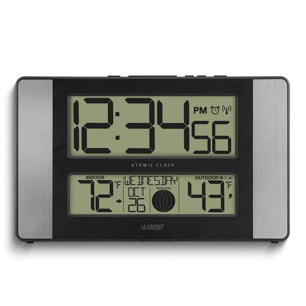 Atomic Digital Wall Clock with Temperature and Moon Phase