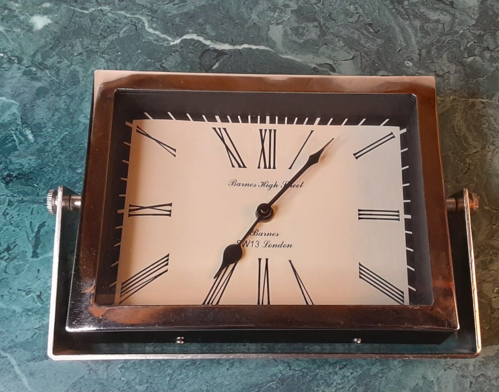 Barnes High Street SW13 London Clock Stainless Steel Adjustable Desk Mantle