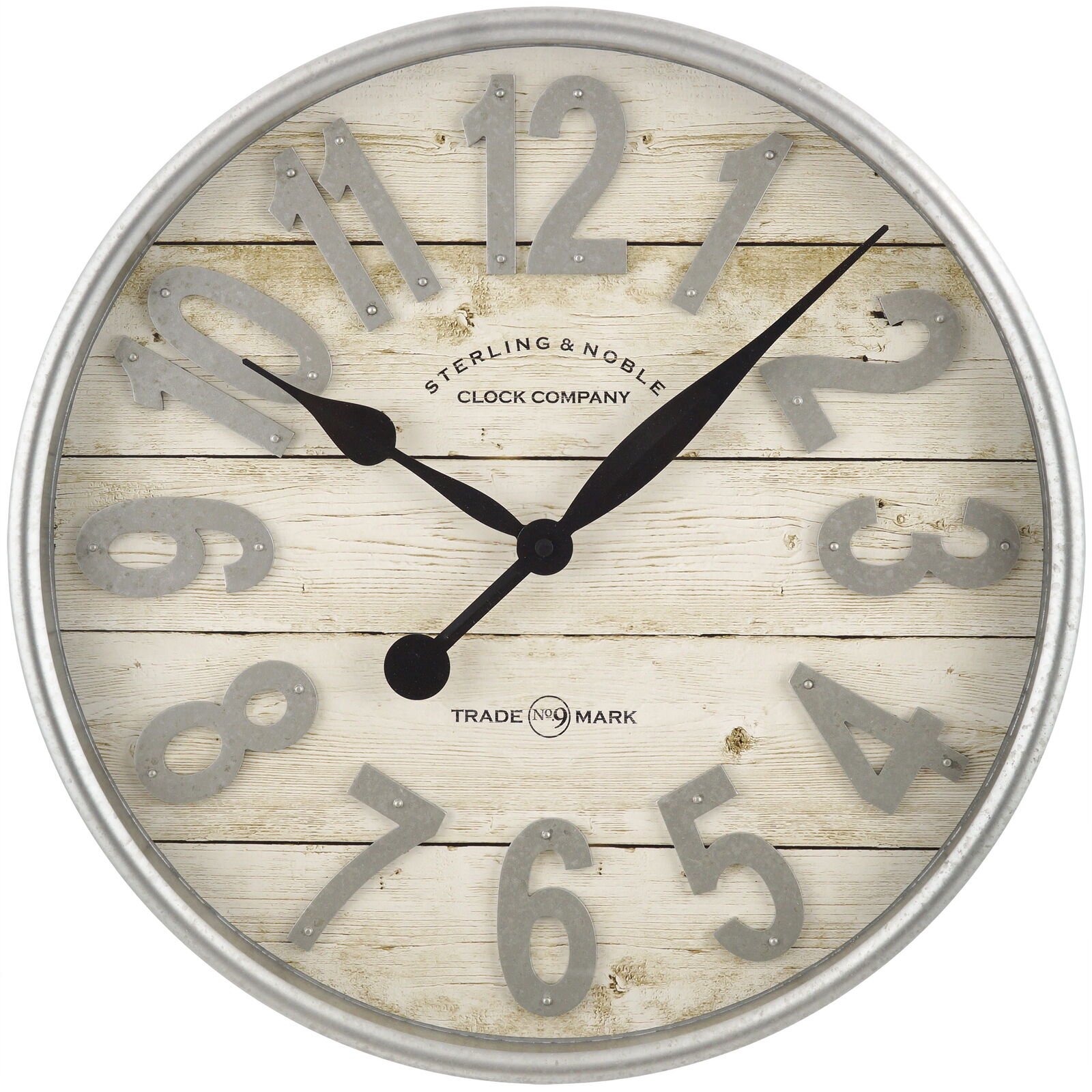 Better Homes & Gardens Indoor 20" White and Galvanized Raised Wall Clock