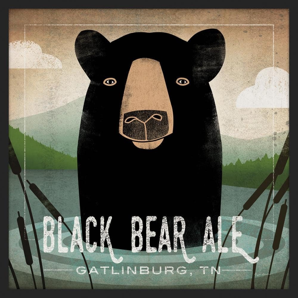 Black Bear Ale Framed Giclee Typography Art Print 26 in. x 26...