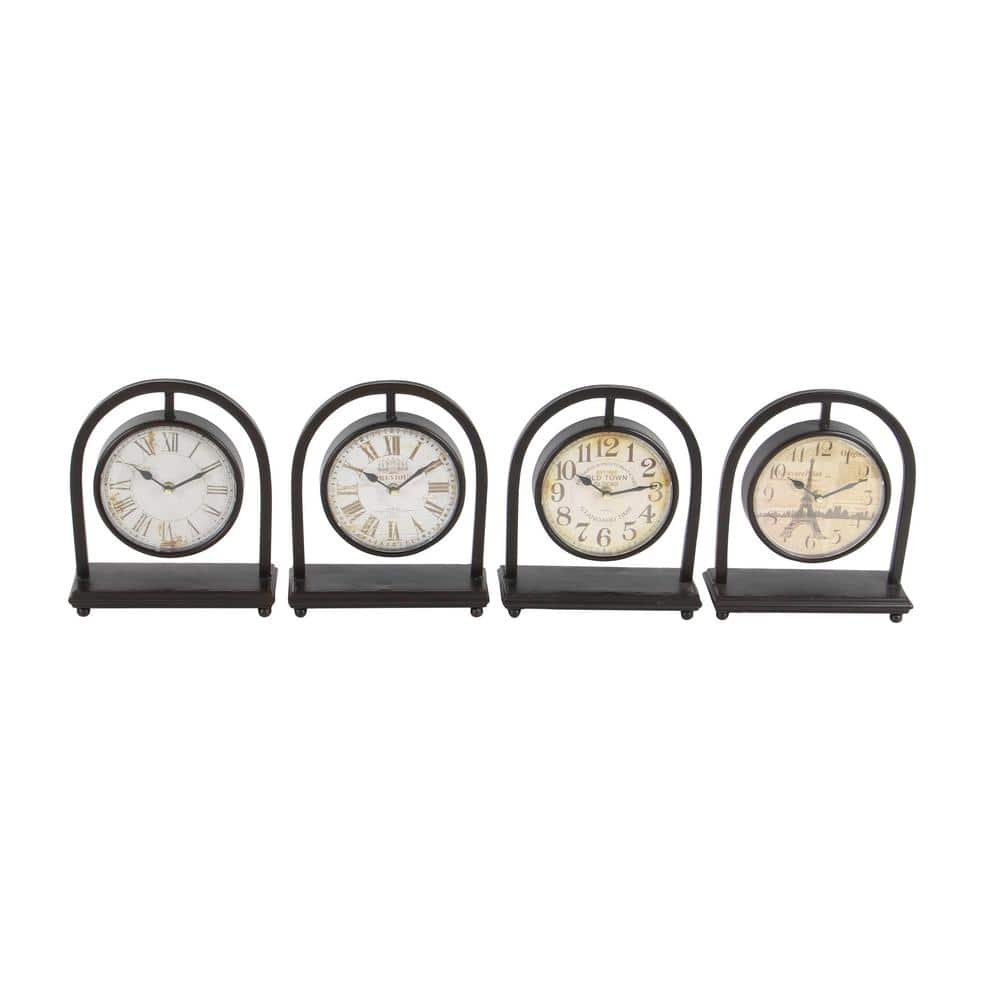 Black Vintage Vintage Clock, Set of 4 11 in.H, 9 in.W