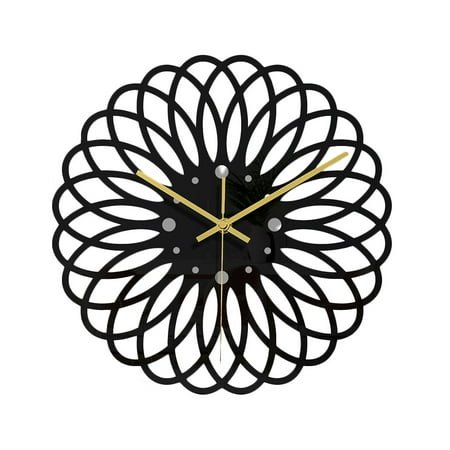 Black Wall Clock Wall Art Decor Clocks 3D Mute Wall Clock Home Decor without Battery