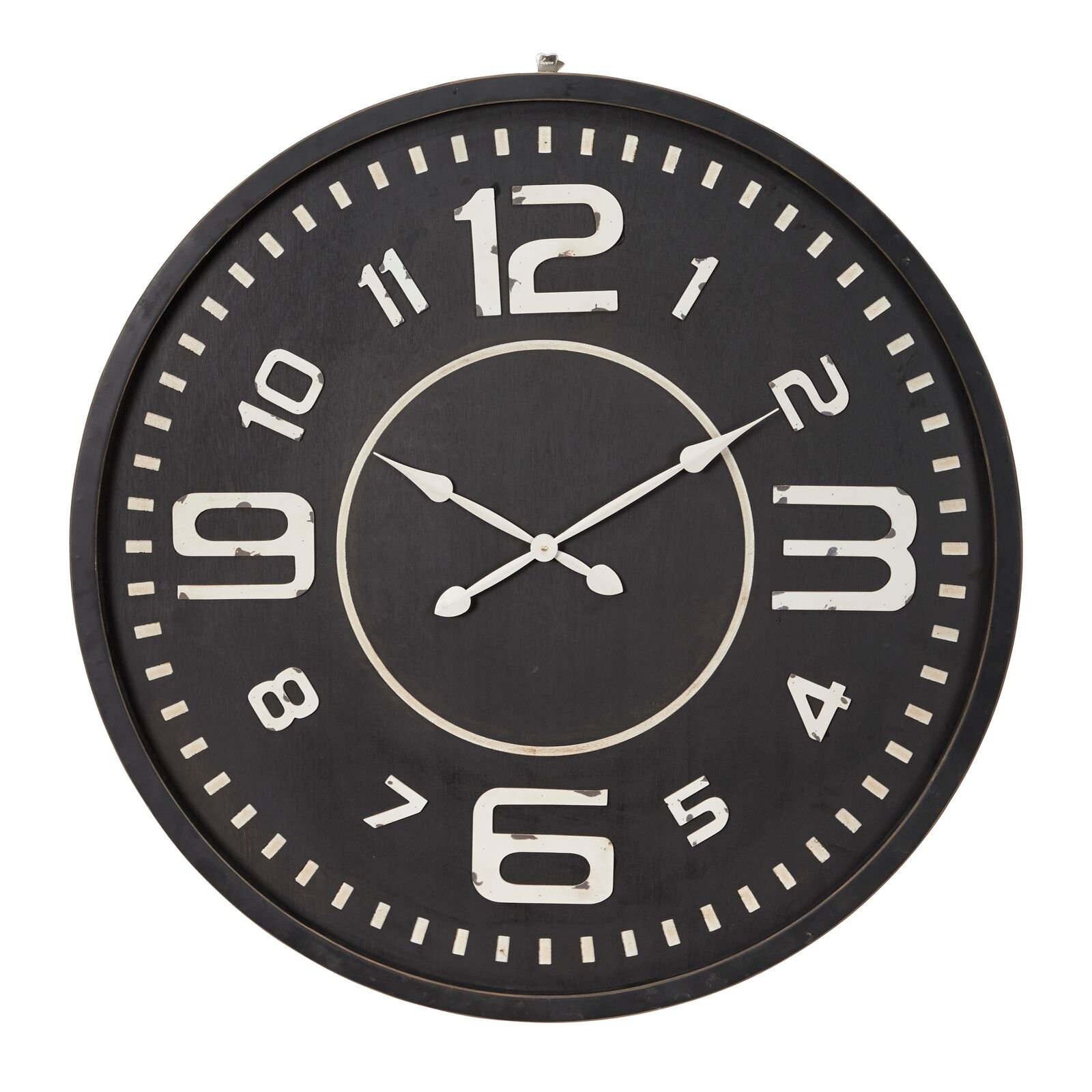 Black Wooden Decorative Wall Clock - 40 x 2 x 40Round Black 40 x 2 x 40Round