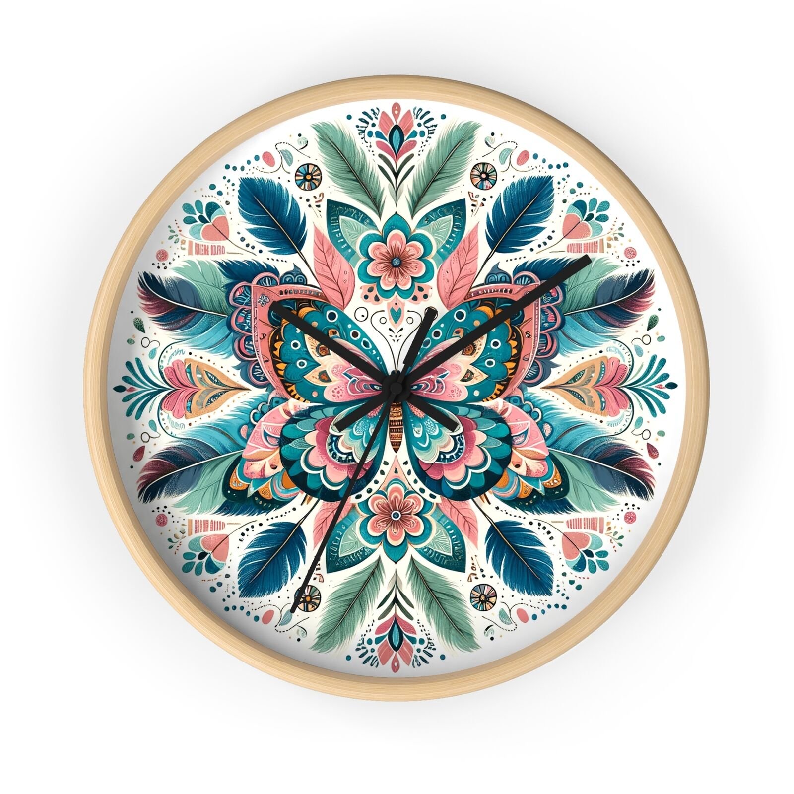 Boho Style Butterfly Wall Clock