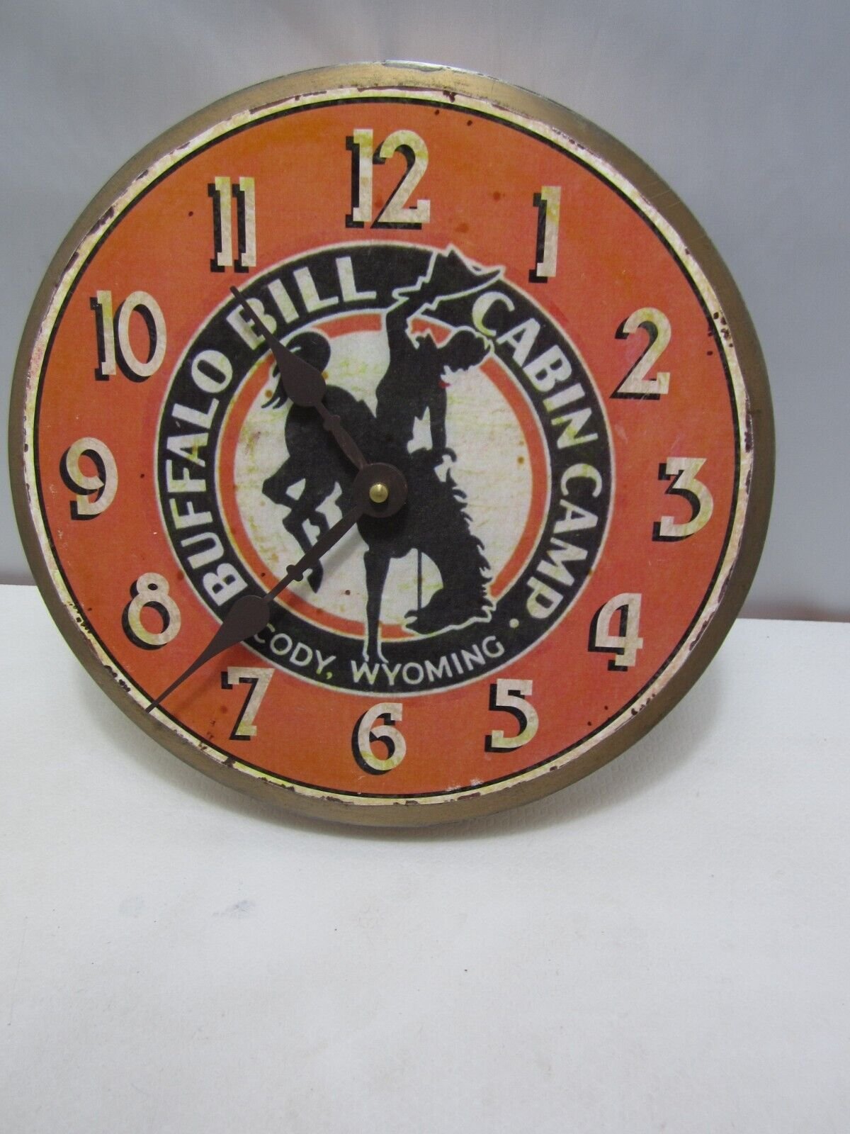 box#17 Wall Clock Western Buffalo Bill Cabin Camp Cody Wyoming Made In Mexico