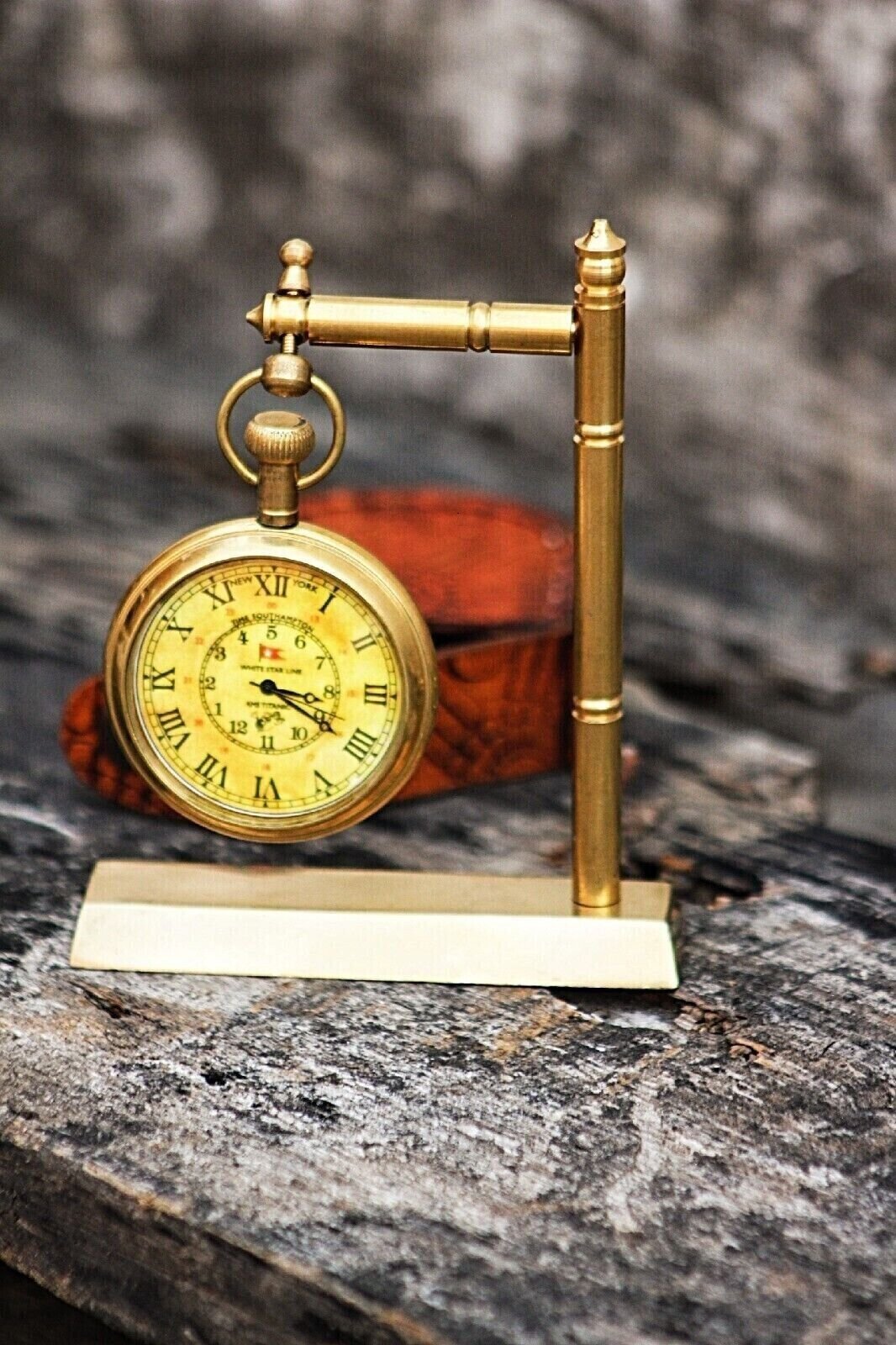 Brass Table Top Desk Clock Unique Watch Decorative Antique Collectible Vintage