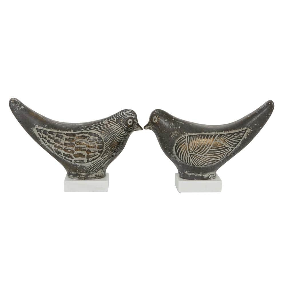 Brown Ceramic Coastal Bird Sculpture (Set of 2)