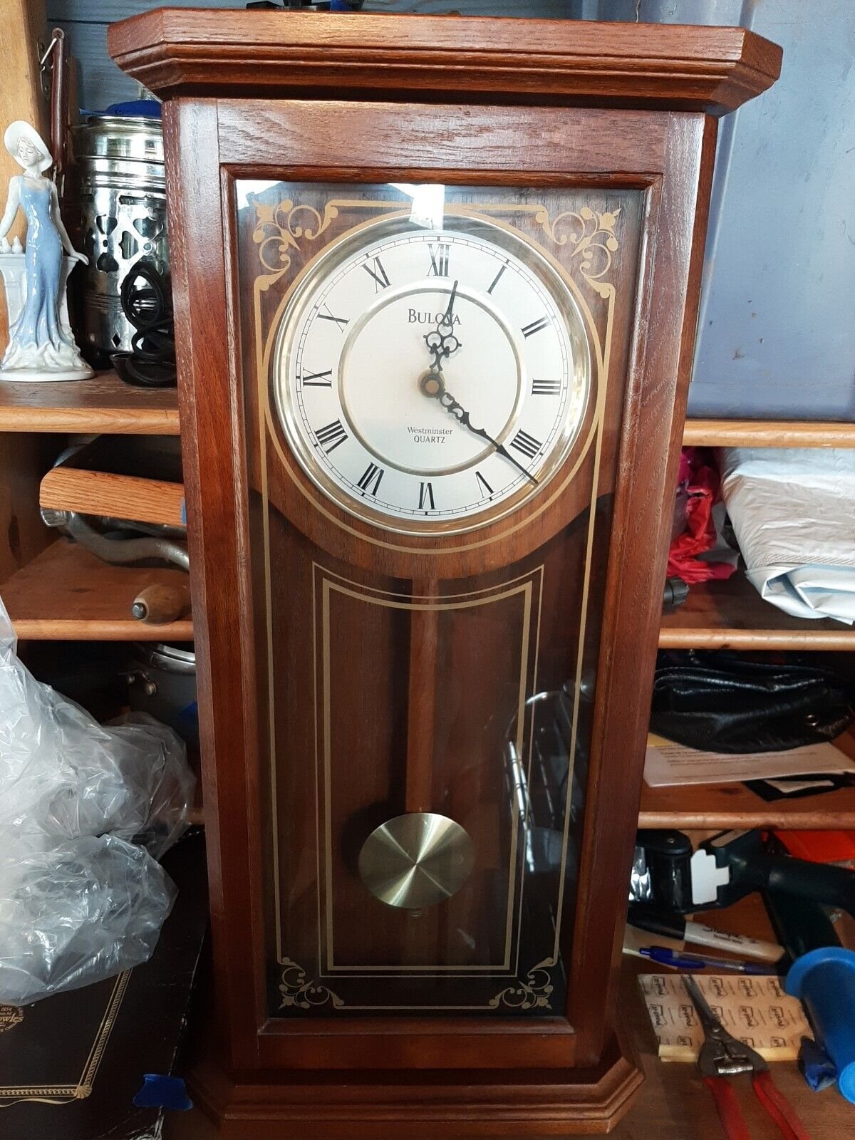 Bulova C3375 Cirrus Oak Wood Wall Pendulum Clock Westminster Chime