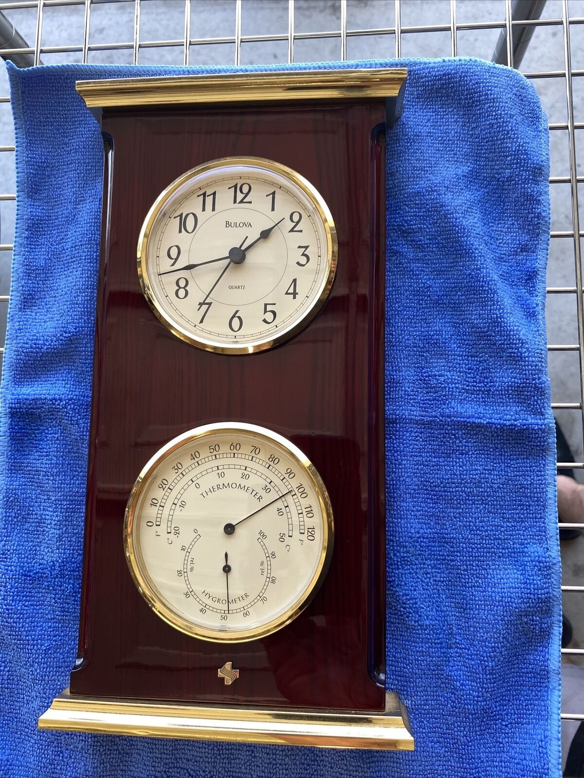 Bulova Clock - Termometer Desk & Table Wood Gold Bezel