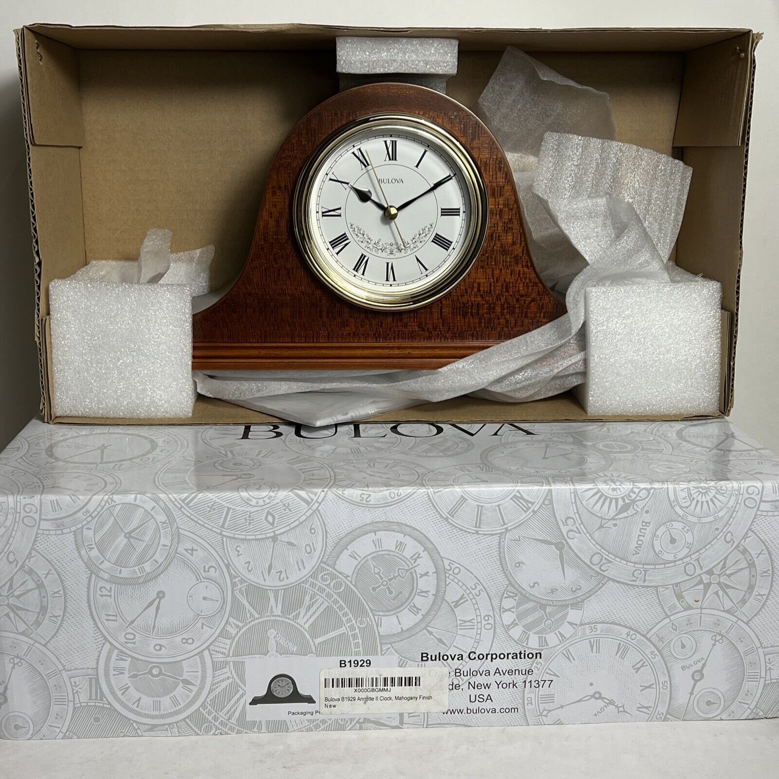 Bulova Clocks B1929 Annette II Wooden Westminster Chiming Mantel Clock, Walnut