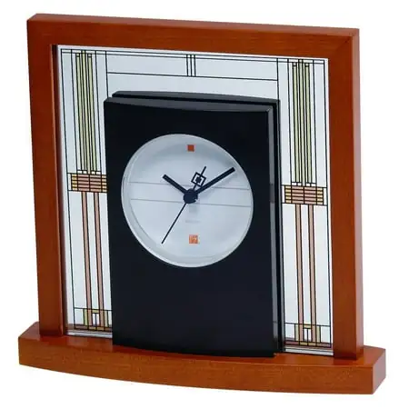Bulova Clocks B 7756 Willits Cherry Finish Glass Table Clock with Numberless Dial