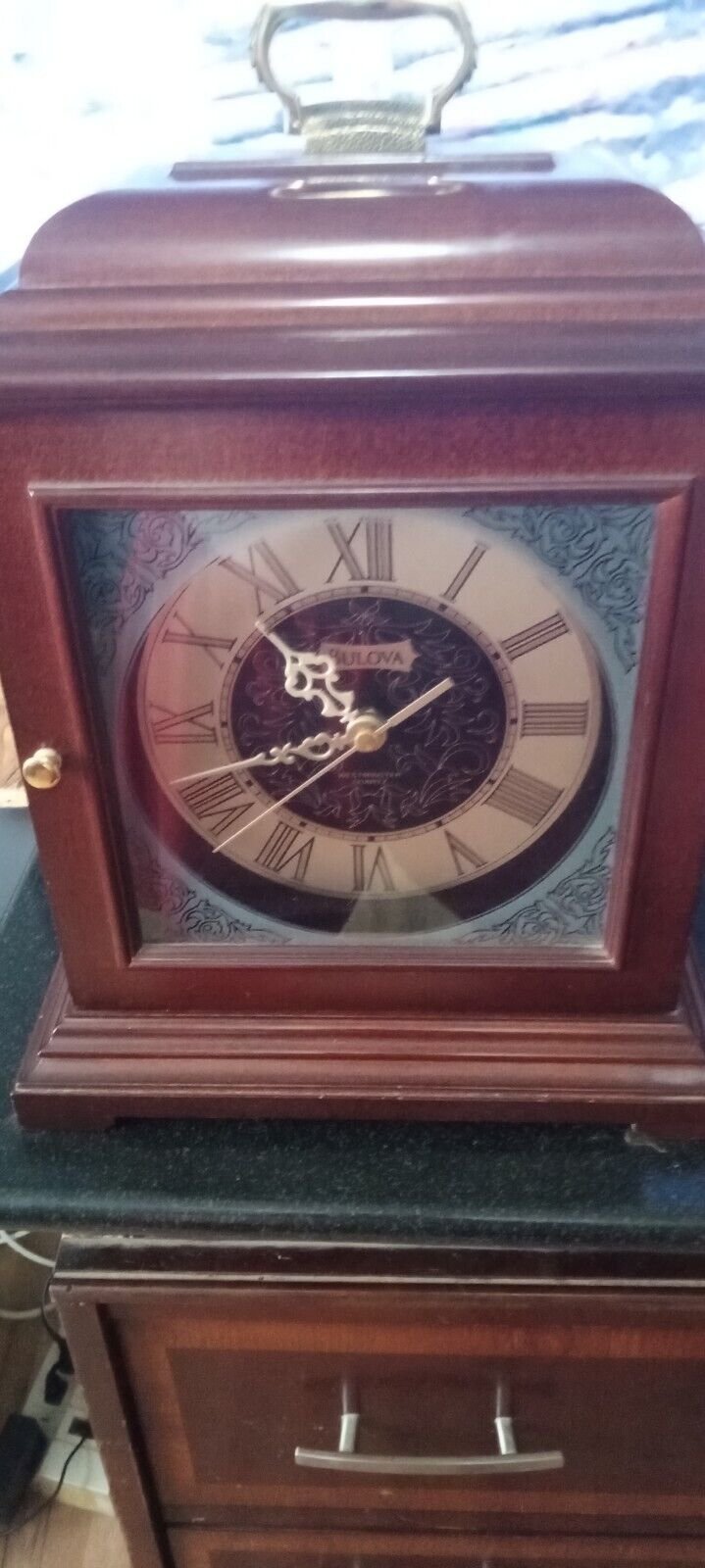 Bulova Symphony Mantle Clock Solid Walnut