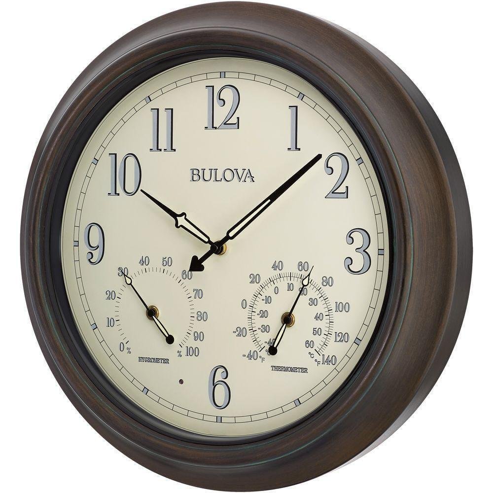 Bulova Wall Clocks 17.75"X17.75"X3.25" Quartz Round Metal Bronze Classic Analog