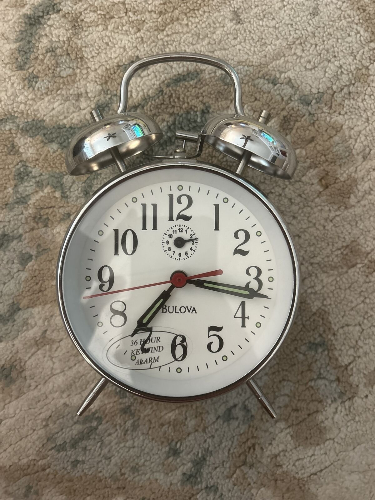 Bulova Wind Up Alarm Click Chrome - Read Description