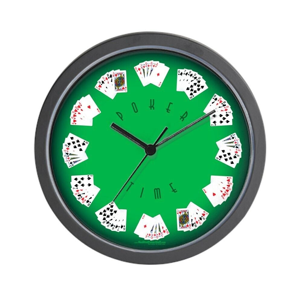 CafePress Poker Time Felt Green Unique Decorative 10" Wall Clock (10816464)