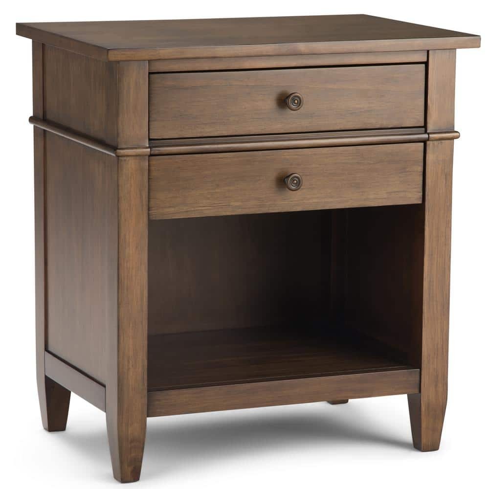 Carlton 2-Drawer Solid Wood 24 in. Wide Transitional Bedside Nightstand Table in...
