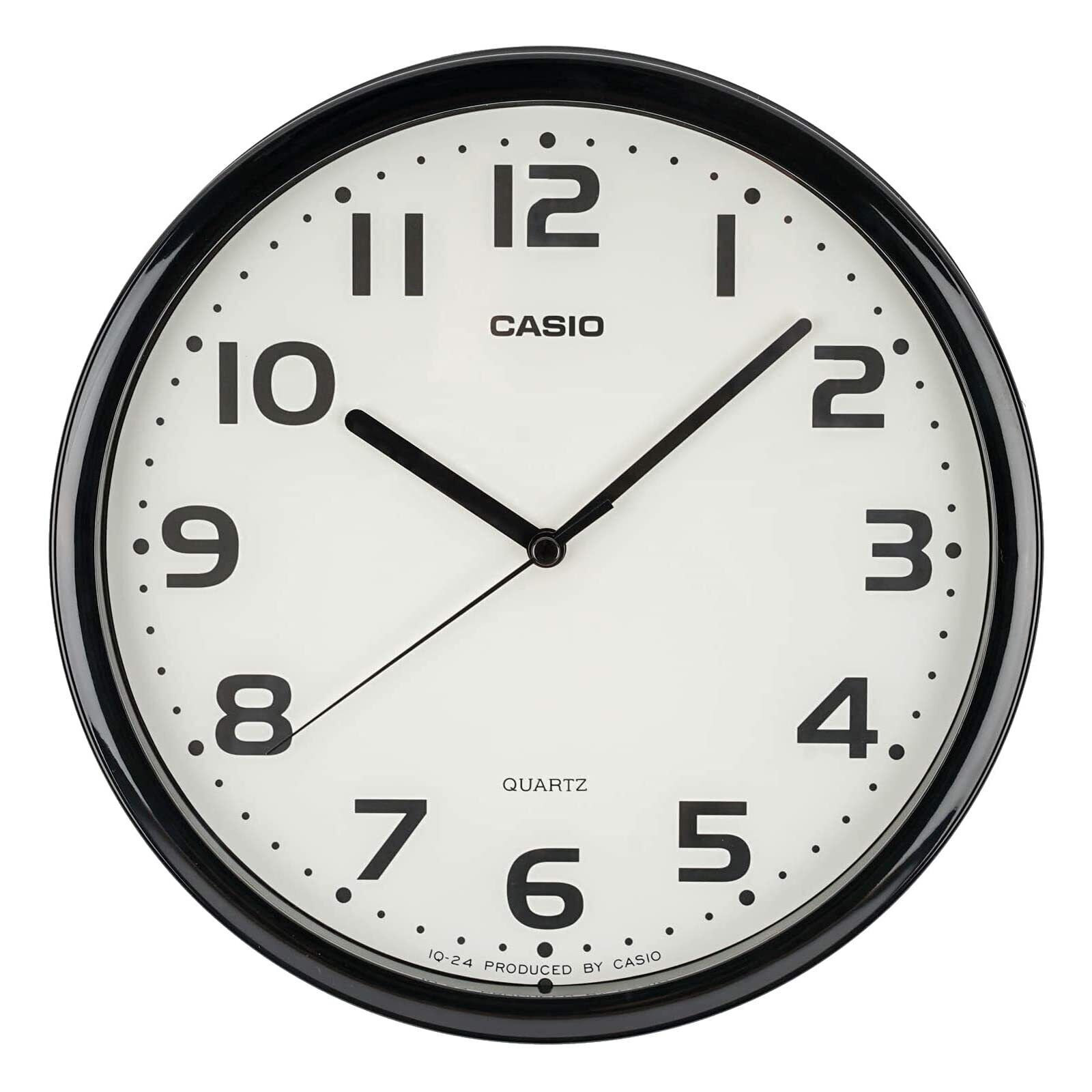 CASIO Wall Clock Black Analog Stonged Step Second Hand