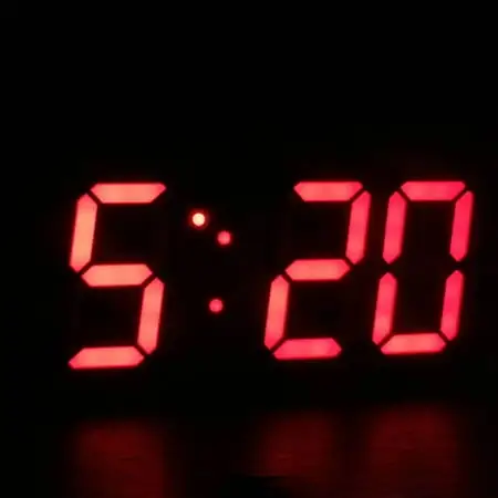 Christmas Clearance! Suo Kom 3 D LED Digital Clock Wall Deco Glowing Night Mode Adjastable image