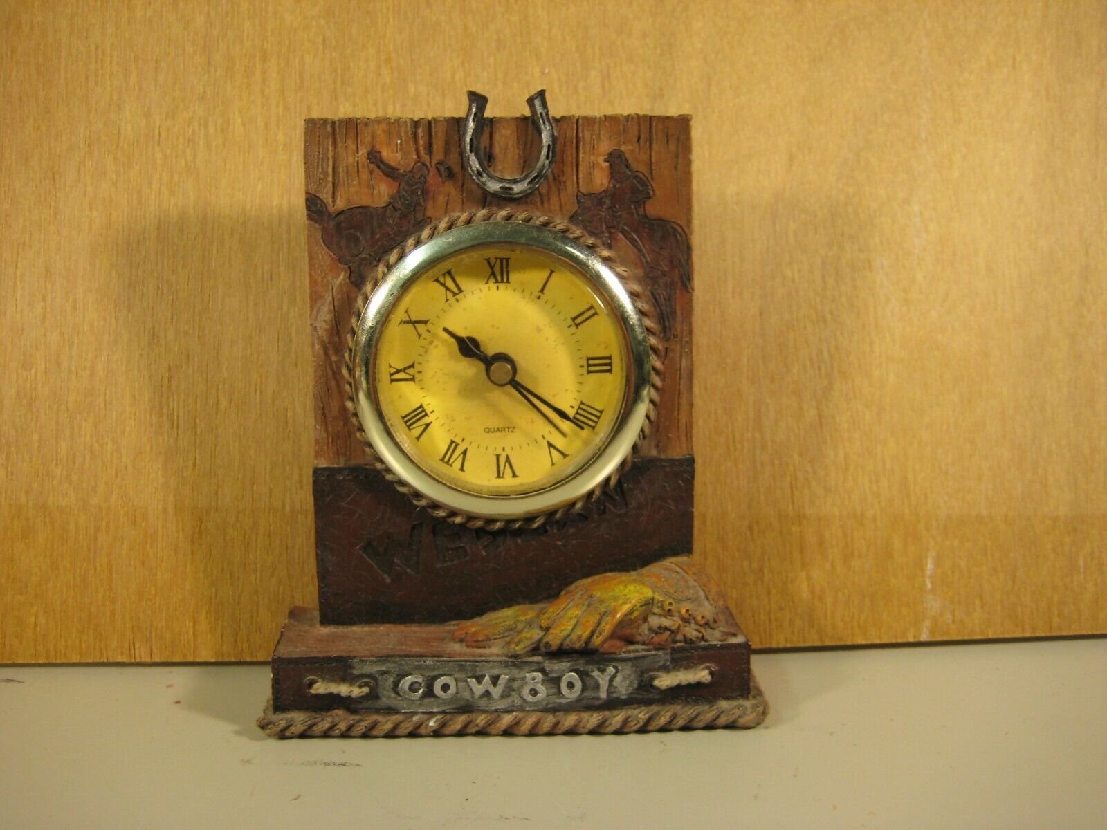 "Cowboy" Western Themed Cast Resin Desktop Quartz Clock