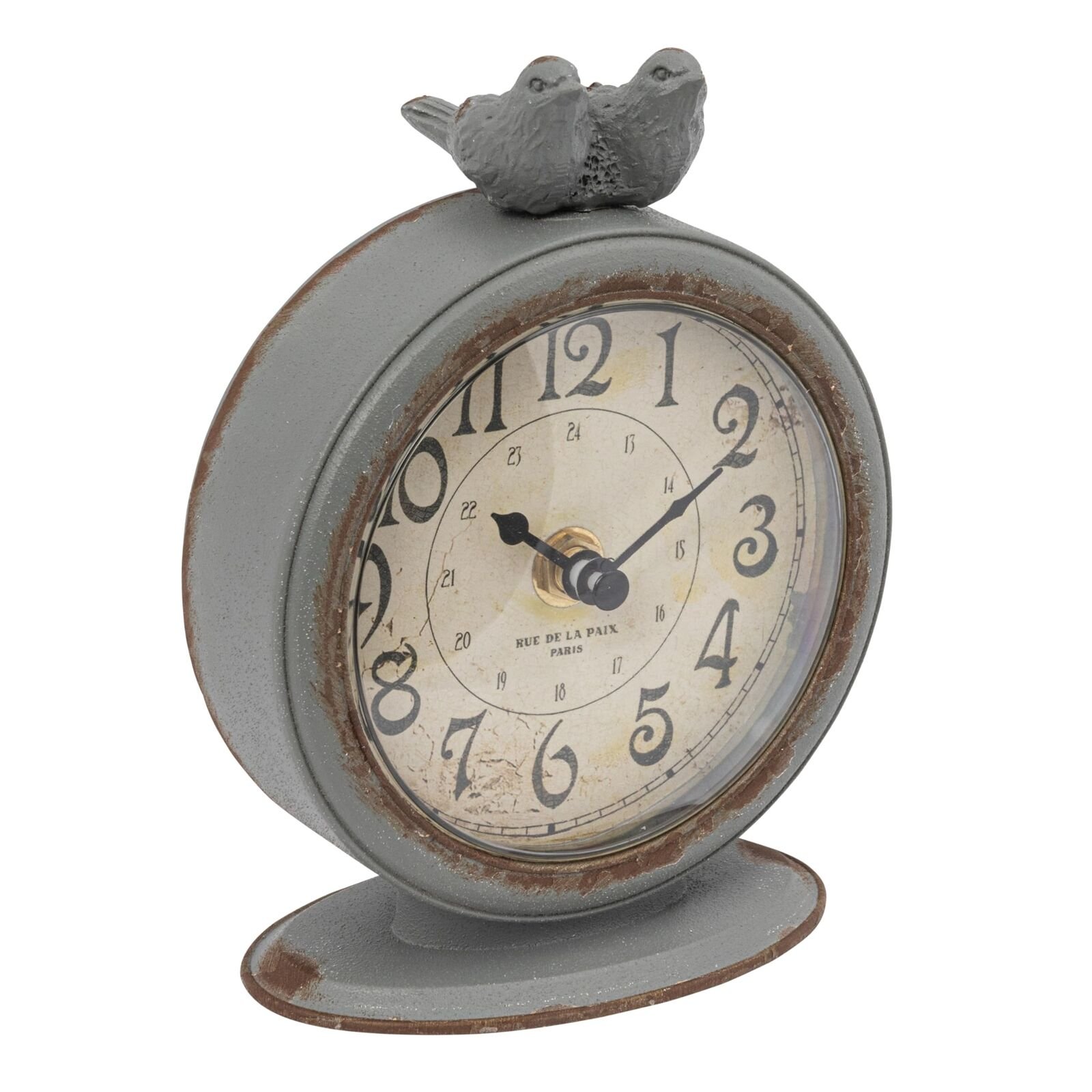 Creative Co-op Grey Pewter Mantel Birds Clocks, Pack of 1,DA3835