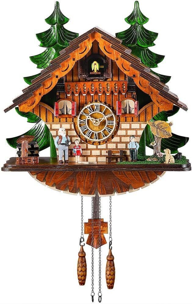 Cuckoo Clock Traditional Chalet Black Forest House Clock Handcrafted Wooden