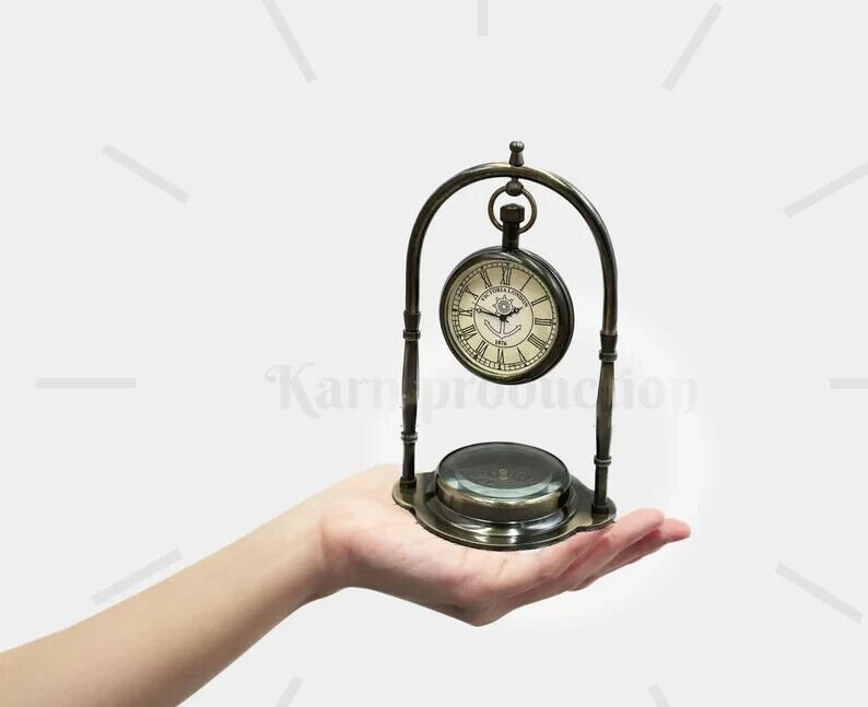 Custom Table Clock, Engraved Personalized desk watch Compass, custom gift Deskto