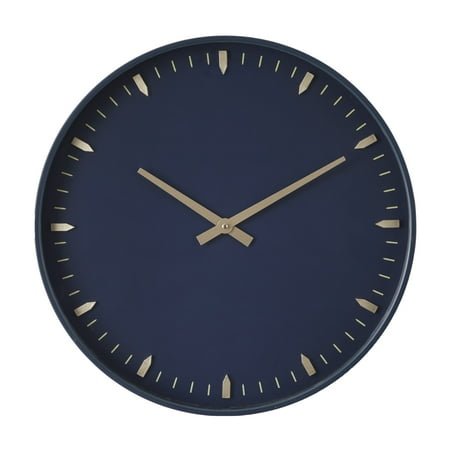 DecMode 20 Dark Blue Glass Wall Clock with Gold Accents