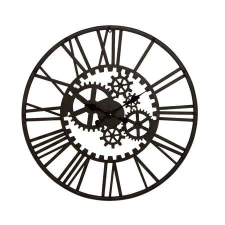 DecMode 32 Black Metal Gear Wall Clock