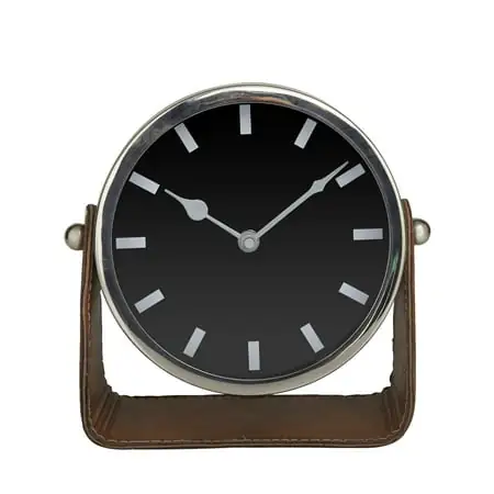 Dec Mode Stainless Steel Modern Round Decorative Desk Clock 7 W x 7 H, with Metallic Silver and