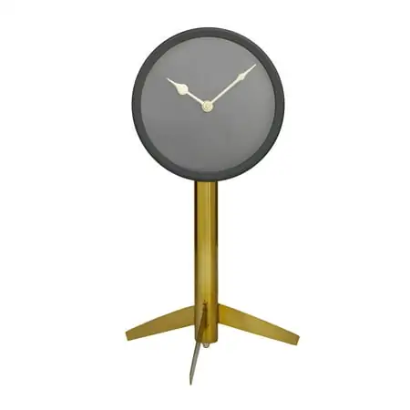 Dec Mode Stainless Steel Modern Table Clock with Round Face and Circular Frame 7 W x 13 H, Solid