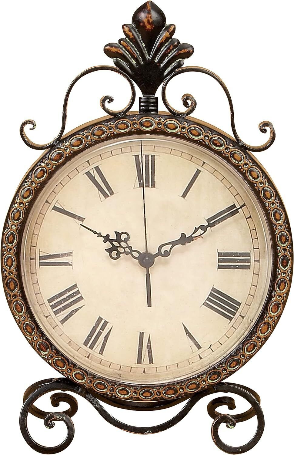 Deco 79 Metal Scroll Clock, 11" x 3" x 17", Brown