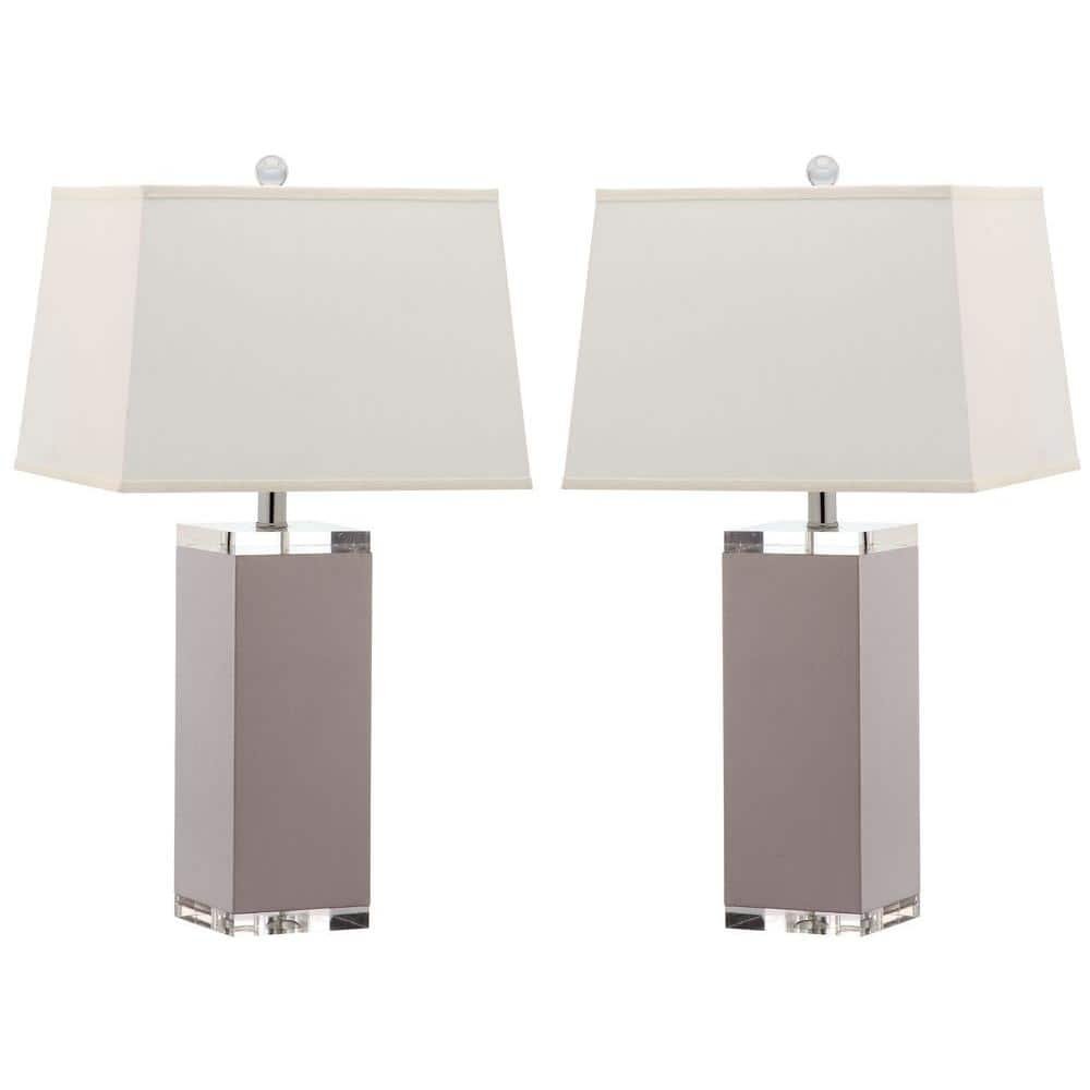 Deco Leather 25.5 in. Grey Table Lamp with White Shade (Set of...