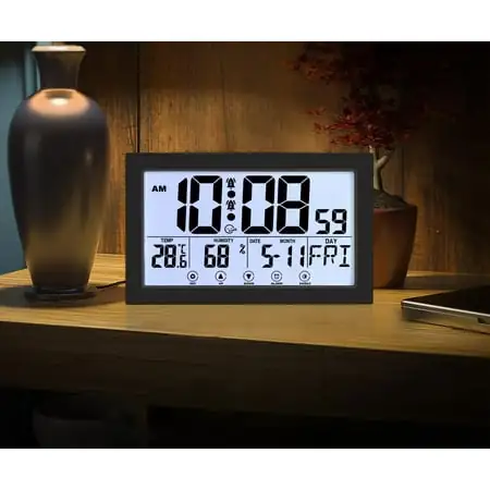 Designice Digital Wall Clock with 7 . 9 Extra large display Calendar Alarm Clock with date and