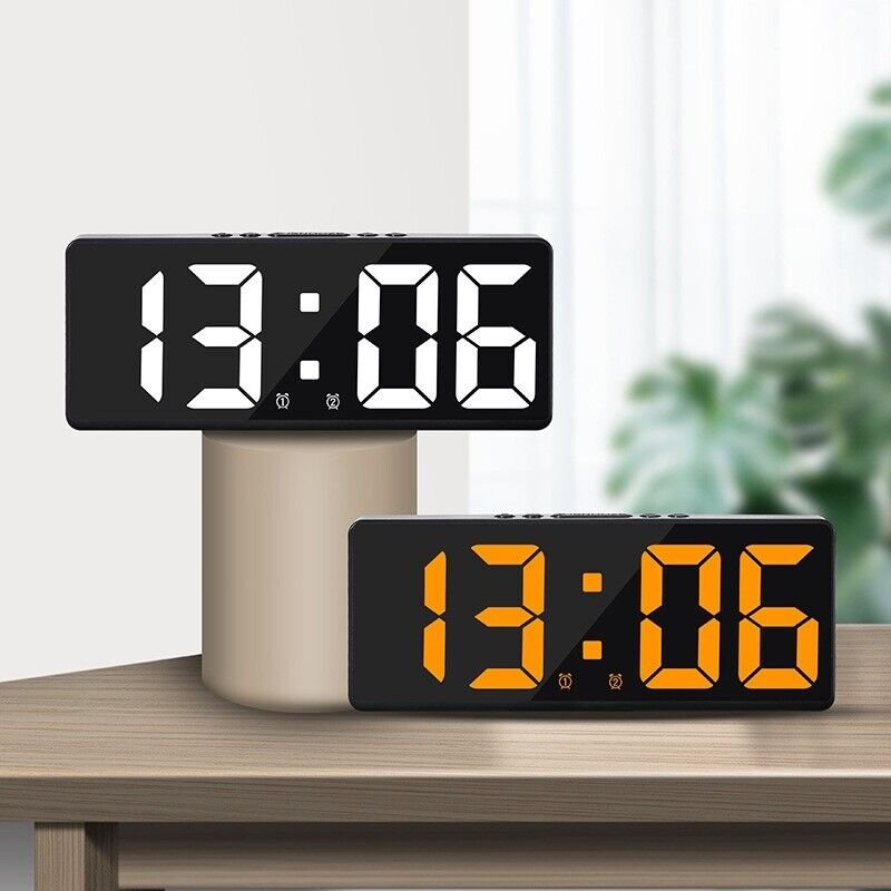 Desktop Table Clock Digital Alarm Clock Watch with Snooze Night Mode Black White