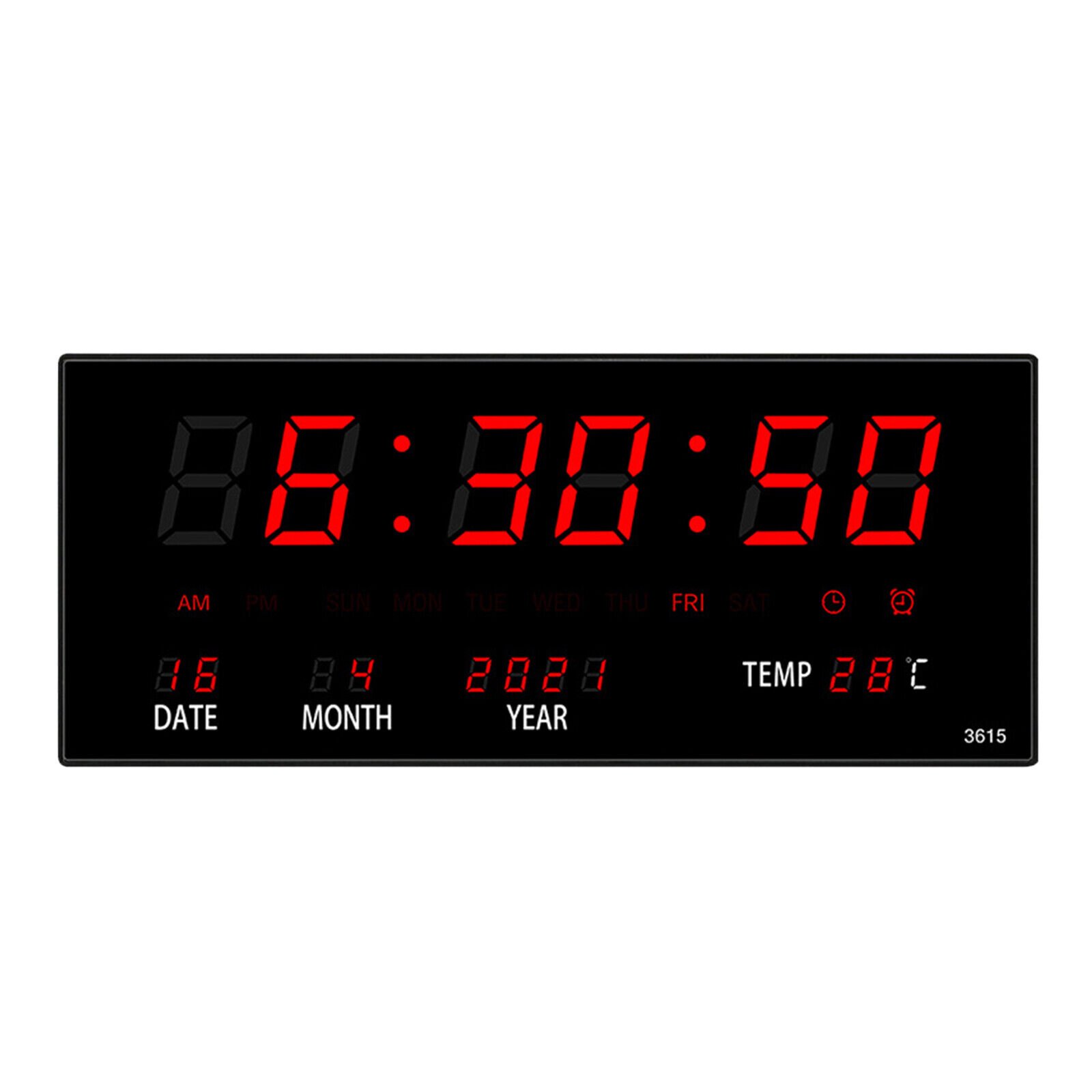 Digital Wall Clock Large Screen LED Display Desk Time Temperature Calendar Date