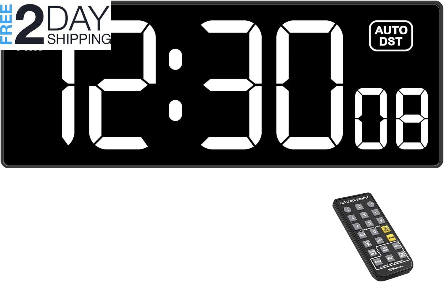 Digital Wall Clock with Seconds for Gym, Remote Countdown Timer Large LED Displ